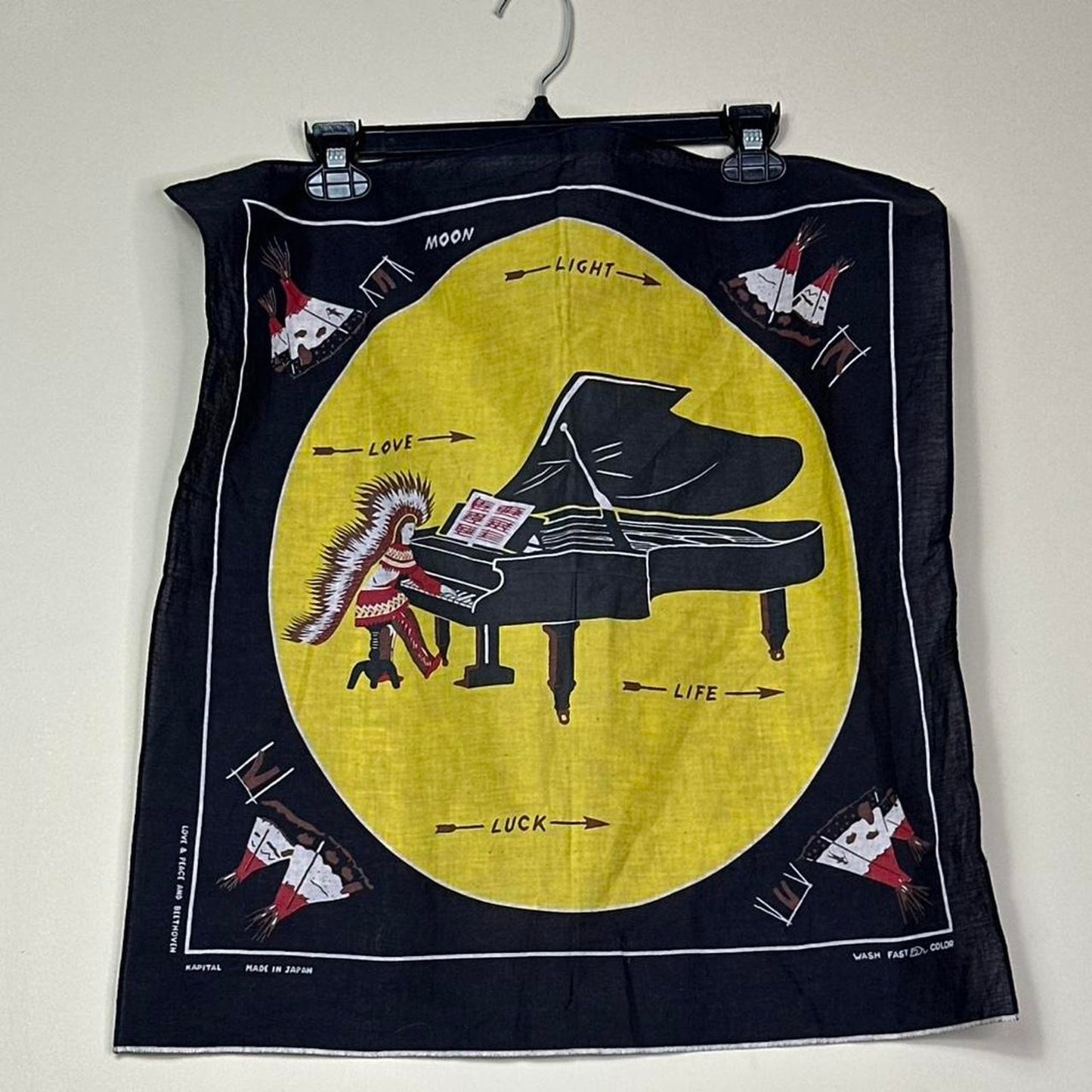 Kapital Love & Peace Black & Yellow Bandana