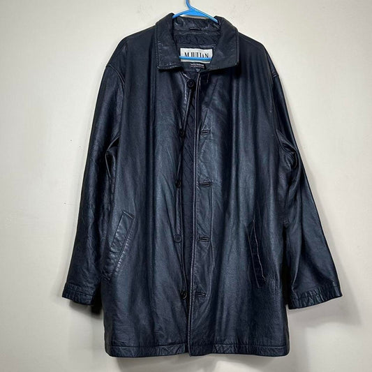 M. Julian by Wilsons Leather Experts Black Leather Button-Up Coat