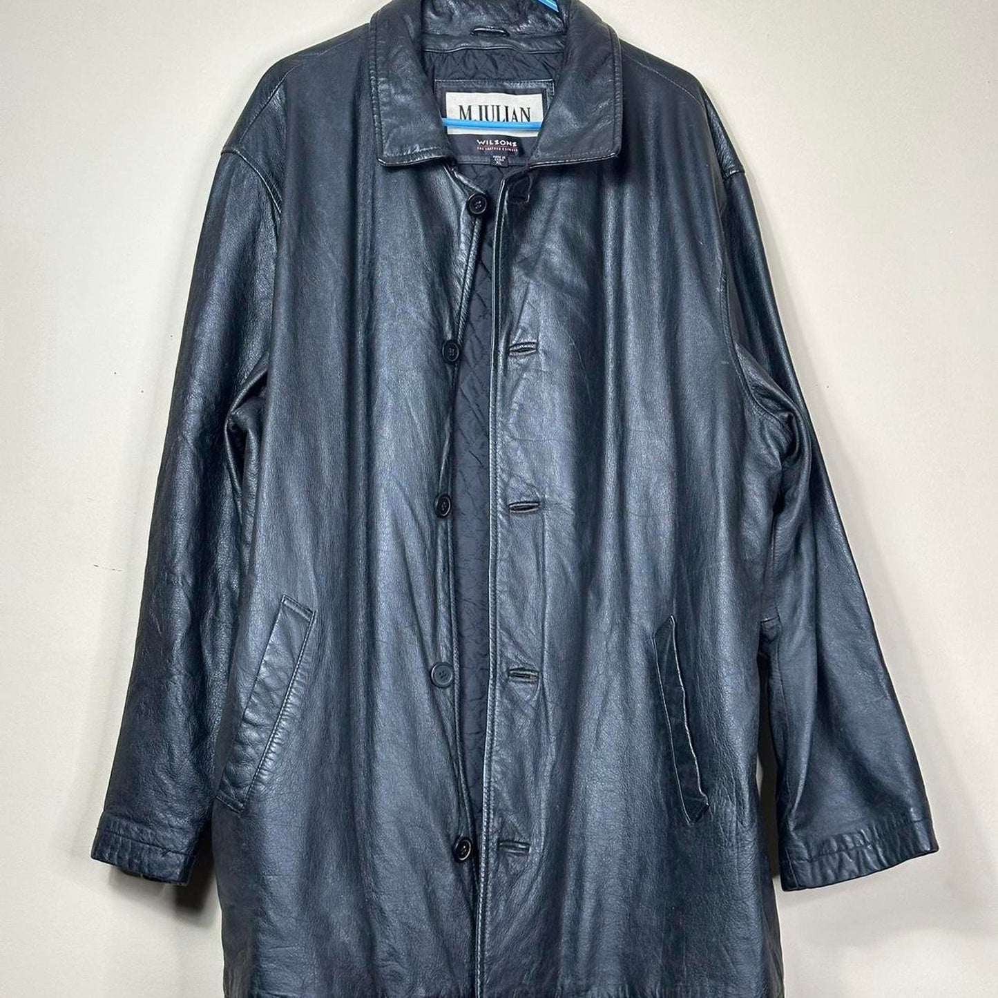 M. Julian by Wilsons Leather Experts Black Leather Button-Up Coat