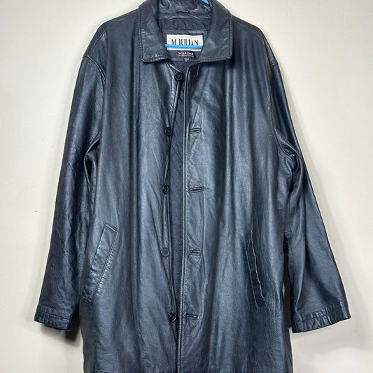 M. Julian by Wilsons Leather Experts Black Leather Button-Up Coat